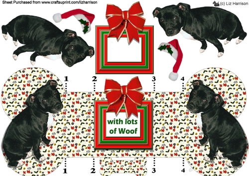 Staffie Christmas Bone shaped card