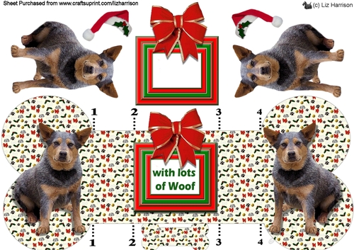 Australian Cattle Dog Christmas Bone Shaped Card