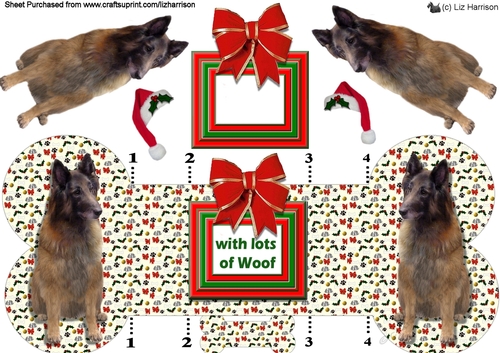 Belgian Shepherd Tervueren Christmas Bone Shaped Card