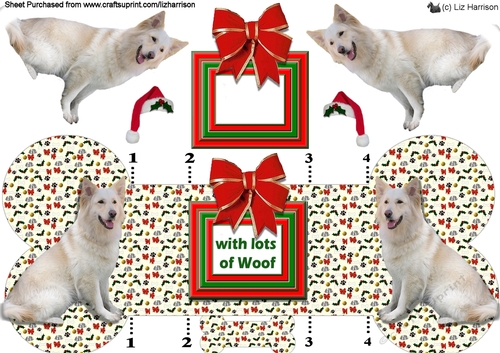 German shepherd Christmas Bone Shaped Card