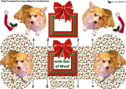 Welsh Corgi Christmas Bone Shaped Card
