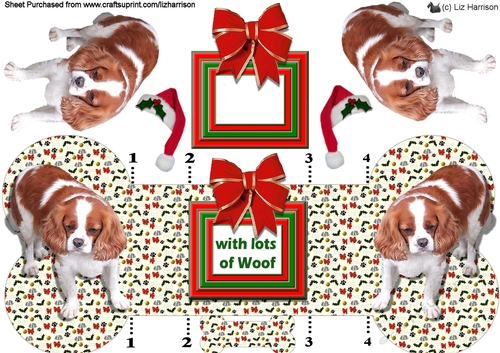 Cavalier King Charles Spaniel Christmas Bone Shaped Card