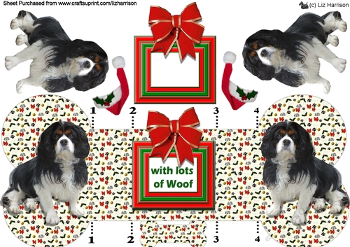 Cavalier King Charles Spaniel Christmas Bone Shaped Card