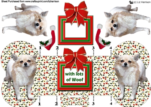 Chihuahua Christmas Bone Shaped Card