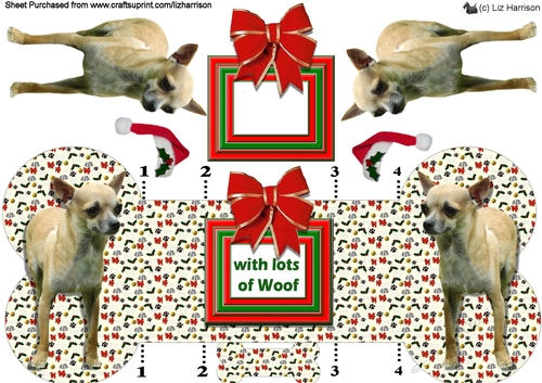 Chihuahua Christmas Bone Shaped Card