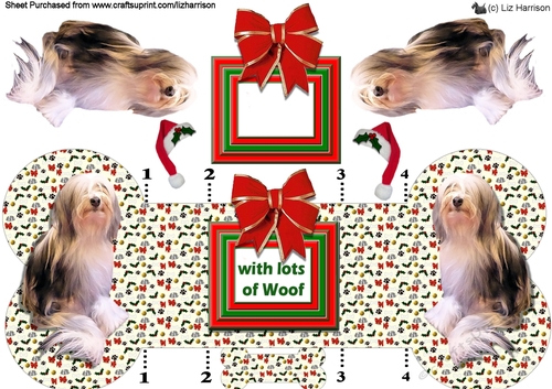 Lowchen (Little Lion Dog) Christmas Bone Shaped Card