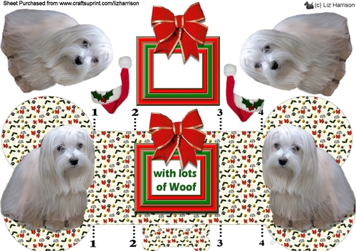 Maltese Christmas Bone Shaped Card