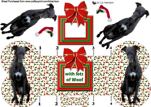 Greyhound Christmas Bone Shaped Card