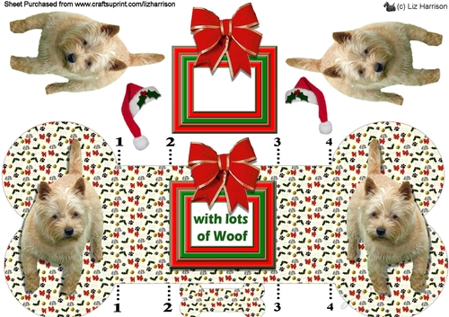 Cairn Terrier Christmas Bone Shaped Card