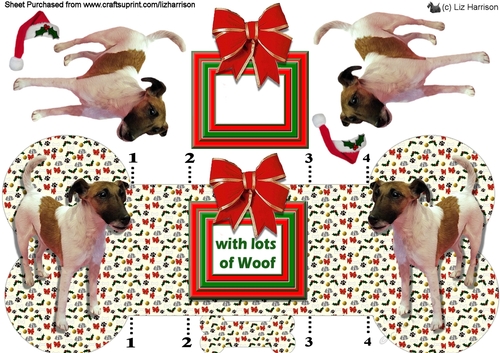 Fox Terrier ,Smooth, Christmas Bone Shaped Card