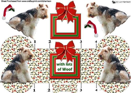 Fox Terrier ,wire, Christmas Bone Shaped Card