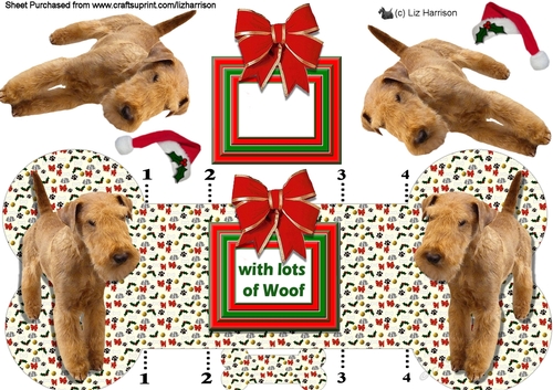 Lakeland Terrier Christmas Bone Shaped Card