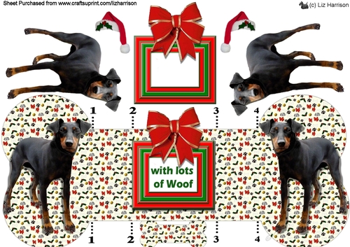 Manchester Terrier Christmas Bone Shaped Card
