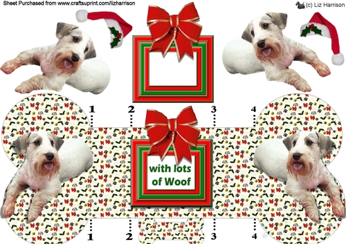 Sealyham Terrier Christmas Bone Shaped Card