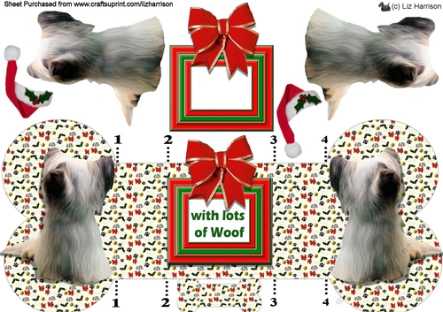 Skye Terrier Christmas Bone Shaped Card
