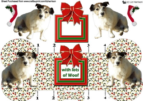 Jack Russell Terrier Christmas Bone Shaped Card