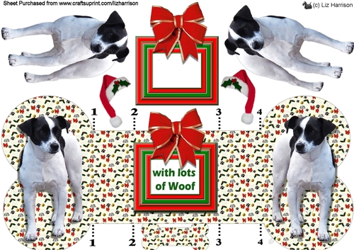 Jack Russell Terrier Christmas Bone Shaped Card