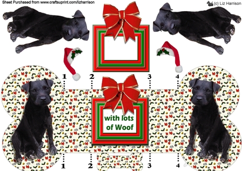patterdale Terrier Christmas Bone Shaped Card
