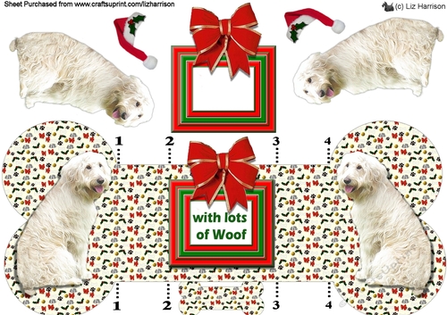 Labradoodle Christmas Bone Shaped Card