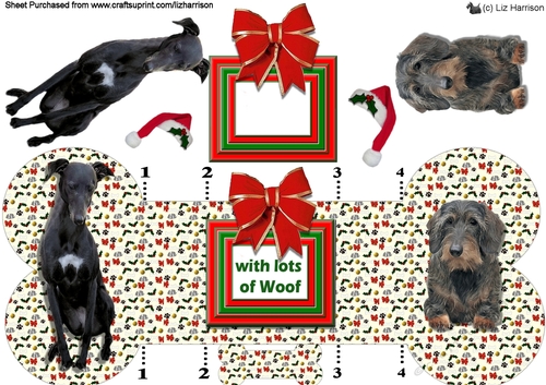 Greyhound & Dachshund Christmas Bone Shaped Card