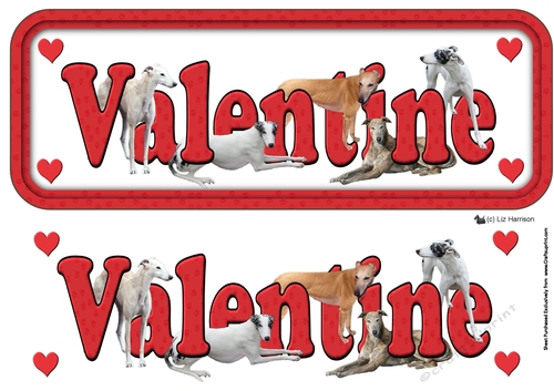 Greyhound Valentine Name Sign 3D Decoupage