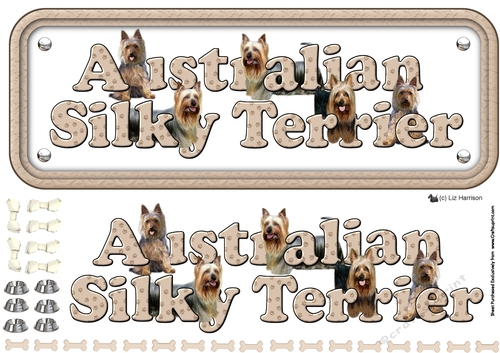 Australian Silky Terrier Name Sign 3D Decoupage