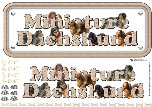 Miniature Dachshund ,Long Haired,Name sign 3D Decoupage