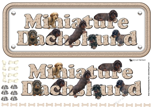 Miniature Dachshund ,Wire Haired,Name sign 3D Decoupage