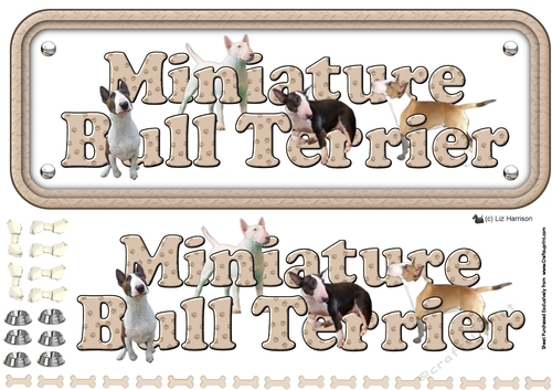 Bull Terrier (Miniature) Name sign 3D Decoupage