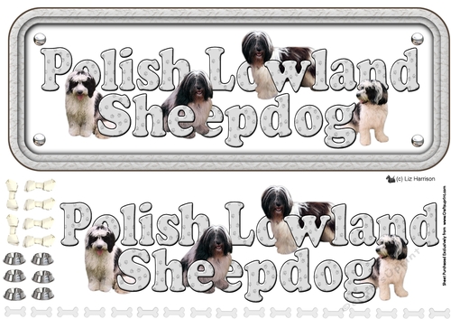 Polish Lowland Sheepdog Name sign 3D Decoupage