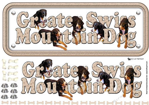 Greater Swiss Mountain Dog Name sign 3D Decoupage