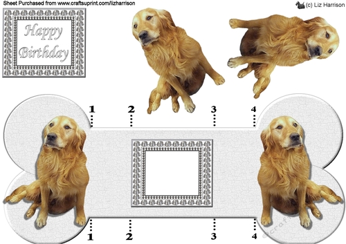 Golden Retriever Bone shaped card 