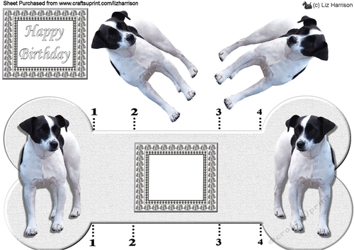 Jack Russell Terrier Bone shaped card 
