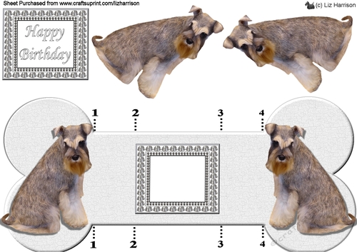 Miniature Schnauzer Bone shaped card 