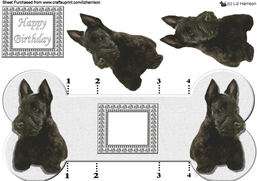 Scottish Terrier Bone shaped card 