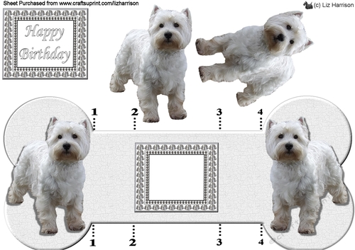 West Highland White Terrier Bone shaped card 