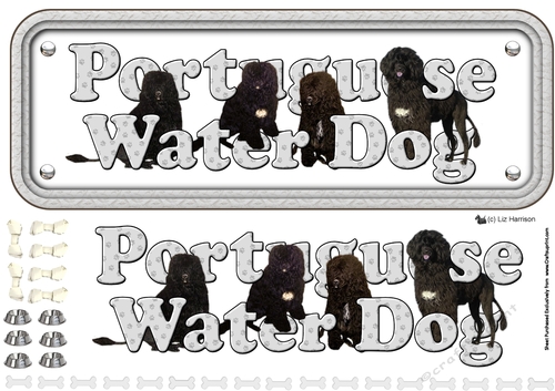 Portuguese Water Dog Name Sign 3D Decoupage