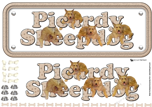 Picardy Sheepdog Name Sign 3D Decoupage