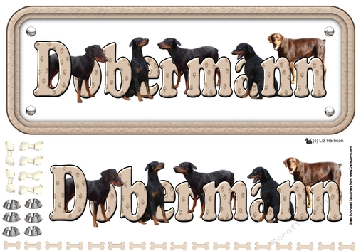 Dobermann Name Sign 3D Decoupage