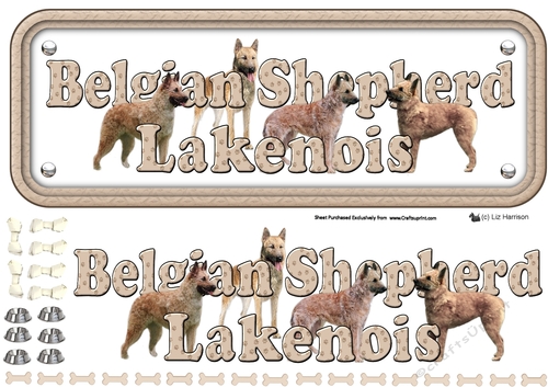 Belgian Shepherd Dog Lakenois Name Sign 3D Decoupage