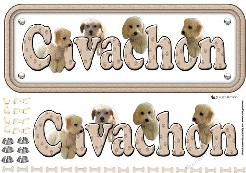 Cavachon Dog Name sign 3D Decoupage