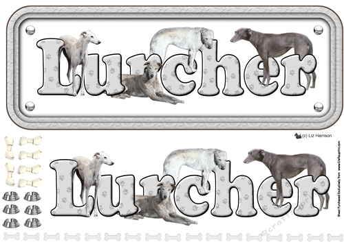 Lurcher  Name Sign 3D Decoupage