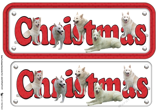 White German Shepherd Dog Christmas Name Sign