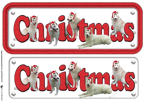 White German Shepherd Dogs In Hats Christmas Name Sign