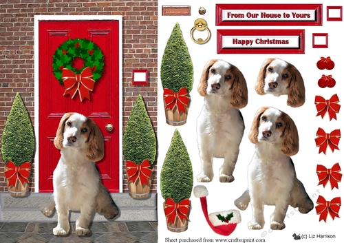 Spaniel ,Becky Christmas Door 3D Decoupage