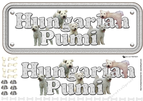 Hungarian Pumi Name sign 3D Decoupage