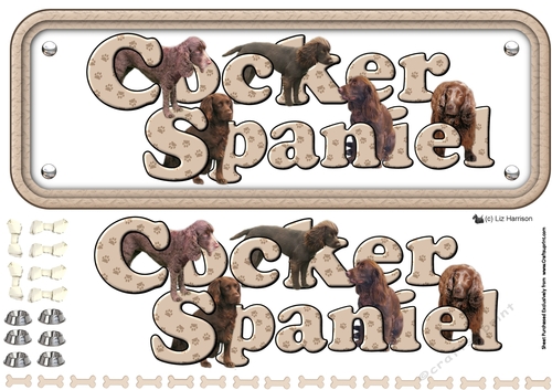 Cocker Spaniel Name sign 3D Decoupage
