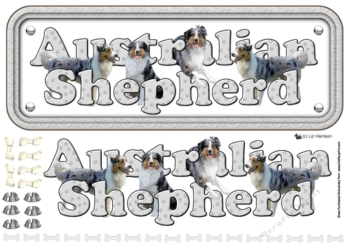 Australian Shepherd Name sign 3D Decoupage