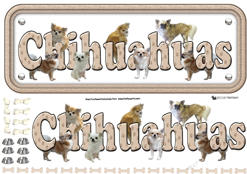 Chihuahuas Name sign 3D decoupage
