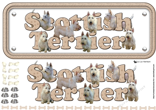 Scottish Terrier , Wheaten ,Name sign 3D Decoupage